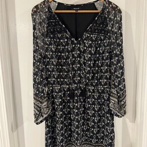 Madewell Black and White Long Sleeve Dress